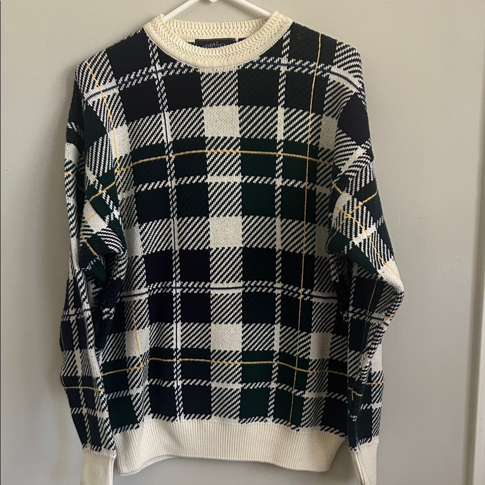 Woods & Gray Men’s Classic Plaid Crewneck Sweater